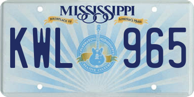MS license plate KWL965
