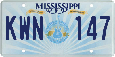 MS license plate KWN147