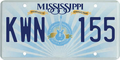MS license plate KWN155