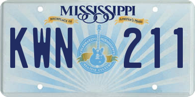 MS license plate KWN211