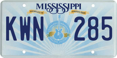 MS license plate KWN285