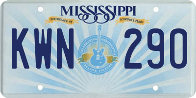 MS license plate KWN290