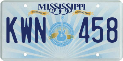 MS license plate KWN458