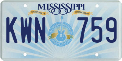 MS license plate KWN759