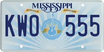 MS license plate KWO555
