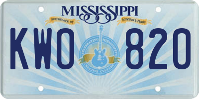 MS license plate KWO820