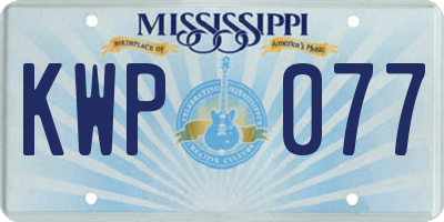 MS license plate KWP077