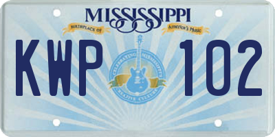 MS license plate KWP102