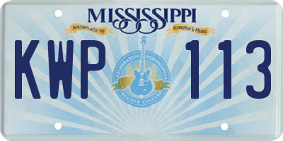MS license plate KWP113