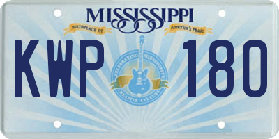 MS license plate KWP180