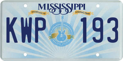 MS license plate KWP193
