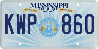 MS license plate KWP860