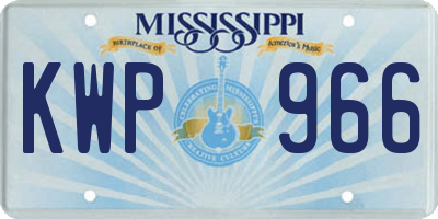 MS license plate KWP966