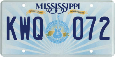 MS license plate KWQ072
