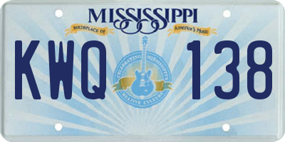 MS license plate KWQ138
