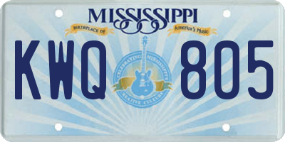 MS license plate KWQ805