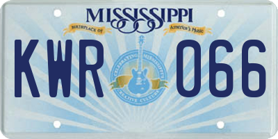 MS license plate KWR066