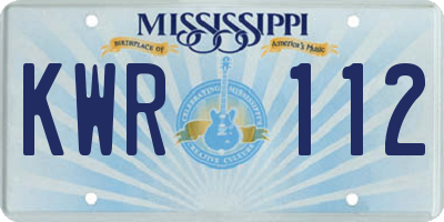 MS license plate KWR112