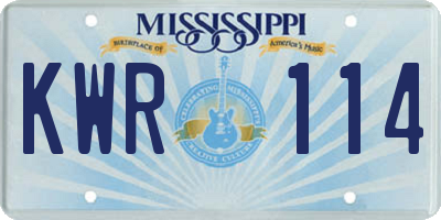 MS license plate KWR114