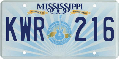 MS license plate KWR216