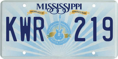 MS license plate KWR219