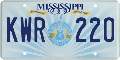 MS license plate KWR220