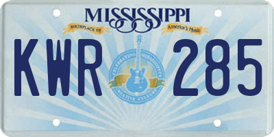 MS license plate KWR285