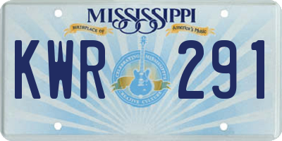MS license plate KWR291