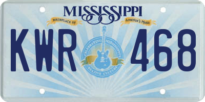 MS license plate KWR468