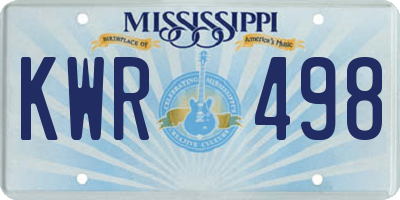 MS license plate KWR498