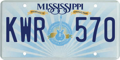 MS license plate KWR570