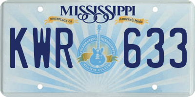 MS license plate KWR633