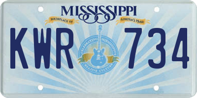 MS license plate KWR734