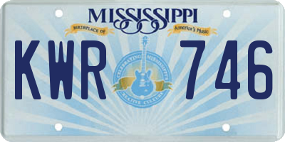 MS license plate KWR746