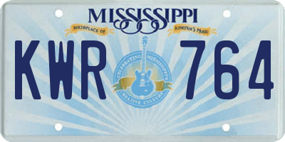 MS license plate KWR764