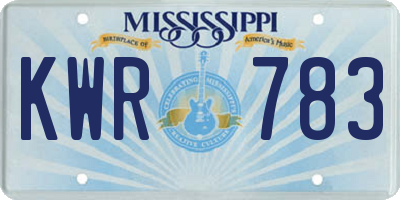 MS license plate KWR783