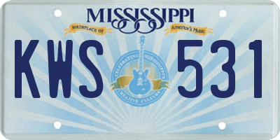 MS license plate KWS531