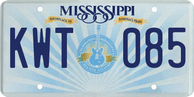 MS license plate KWT085