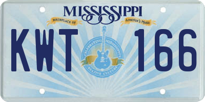 MS license plate KWT166