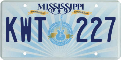 MS license plate KWT227