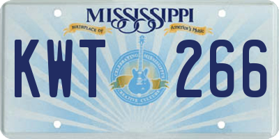 MS license plate KWT266