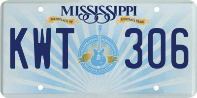 MS license plate KWT306