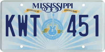 MS license plate KWT451