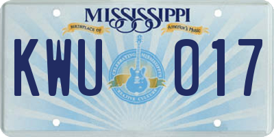 MS license plate KWU017