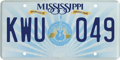 MS license plate KWU049