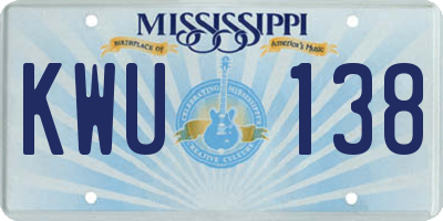 MS license plate KWU138
