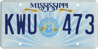 MS license plate KWU473