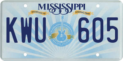 MS license plate KWU605