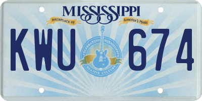 MS license plate KWU674