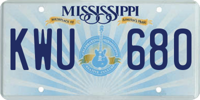 MS license plate KWU680